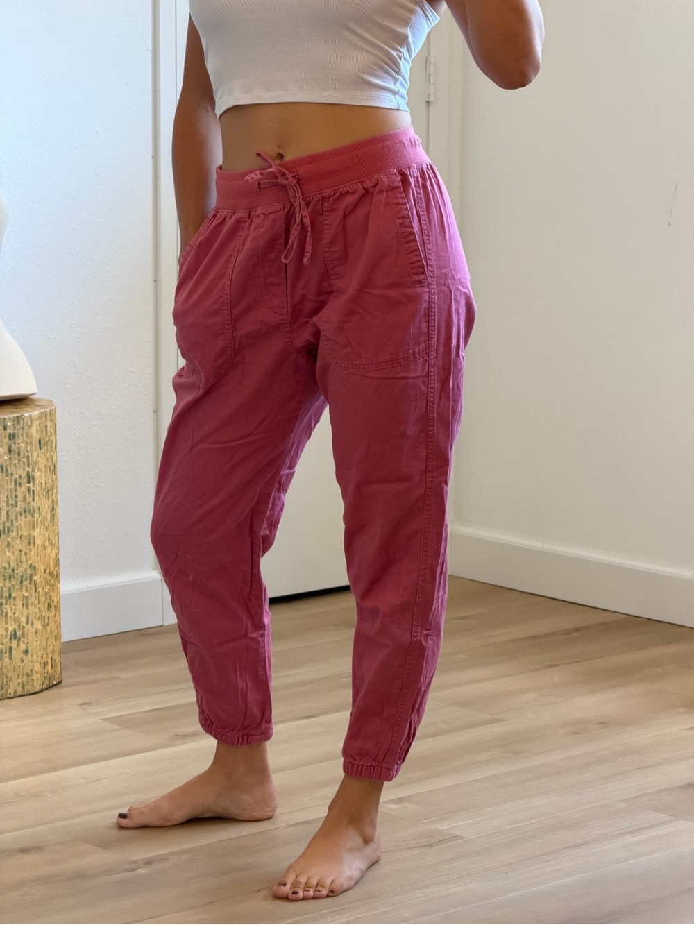 GAP Pink Utility Jogger Pants Women’s Small Drawstring Casual Cotton